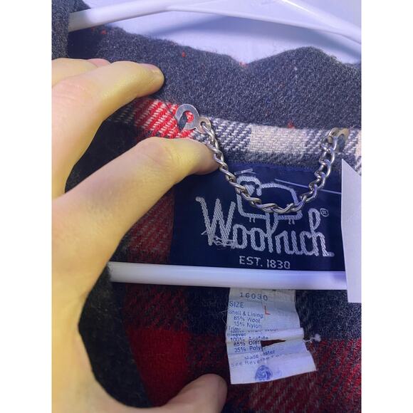 Vintage Woolrich Bomber Harrington Jacket Plaid Lined Wool Blend Black Large - Picture 3 of 3